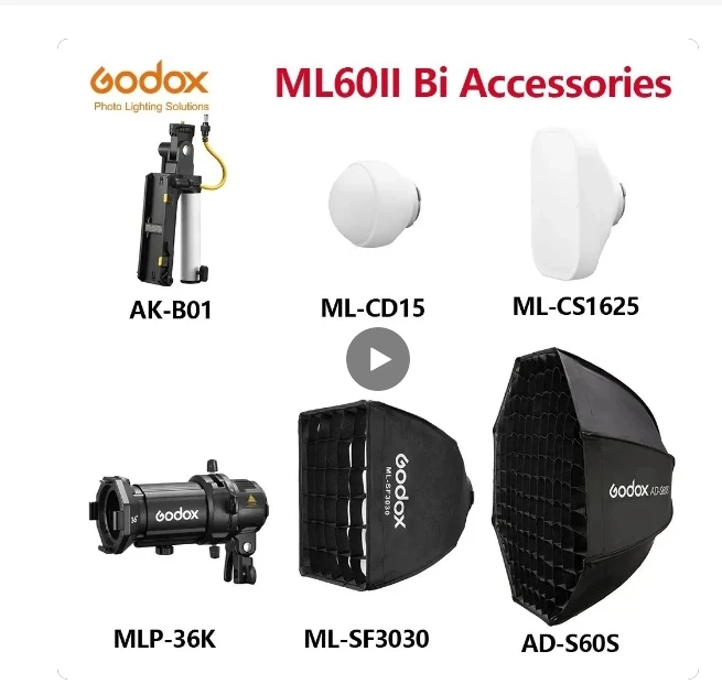 Godox ML60II Bi ׼ AK-B01 AK-B02 ͸ , ML-CD15 Ȯ  ML-SF3030 AD-S60S Ʈڽ MLP36K ƮƮ 